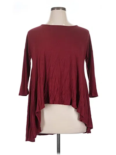 Pre-owned Forever 21 Plus 3/4 Sleeve T-shirt In Burgundy