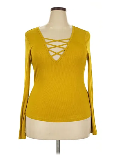 Pre-owned Forever 21 Plus 3/4 Sleeve T-shirt In Yellow