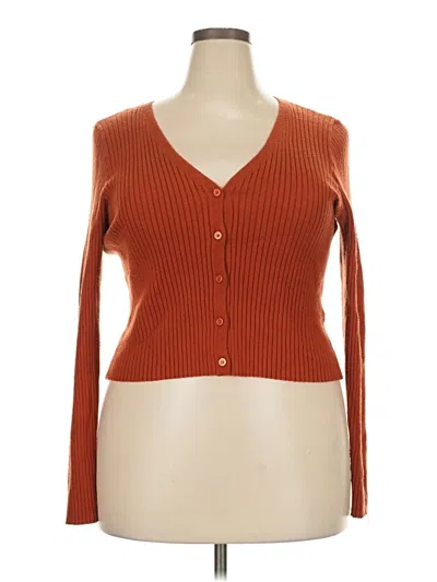 Pre-owned Forever 21 Plus Cardigan Sweater In Orange