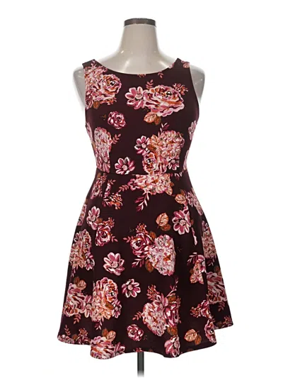 Pre-owned Forever 21 Plus Casual Dress In Burgundy