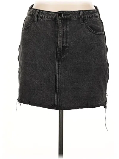 Pre-owned Forever 21 Plus Denim Skirt In Black