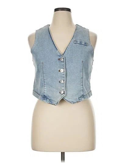 Pre-owned Forever 21 Plus Denim Vest In Blue