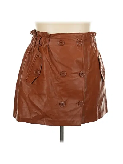 Pre-owned Forever 21 Plus Faux Leather Skirt In Brown