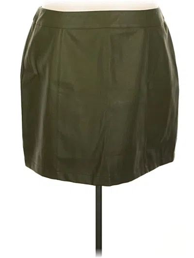 Pre-owned Forever 21 Plus Faux Leather Skirt In Green