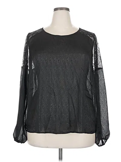 Pre-owned Forever 21 Plus Long Sleeve Blouse In Black
