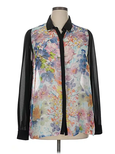 Pre-owned Forever 21 Plus Long Sleeve Blouse In Black