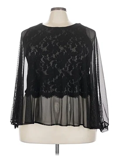 Pre-owned Forever 21 Plus Long Sleeve Blouse In Black