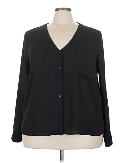 Pre-owned Forever 21 Plus Long Sleeve Blouse In Black