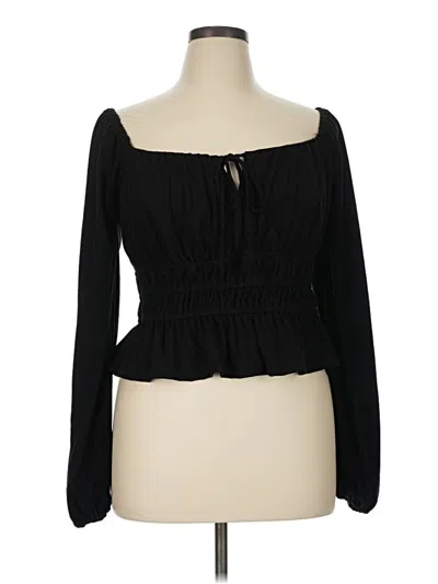 Pre-owned Forever 21 Plus Long Sleeve Blouse In Black