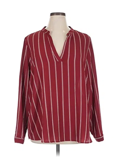 Pre-owned Forever 21 Plus Long Sleeve Blouse In Burgundy