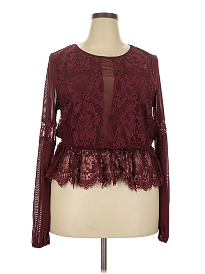 Pre-owned Forever 21 Plus Long Sleeve Blouse In Burgundy