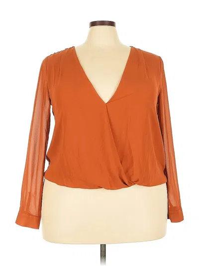 Pre-owned Forever 21 Plus Long Sleeve Blouse In Orange