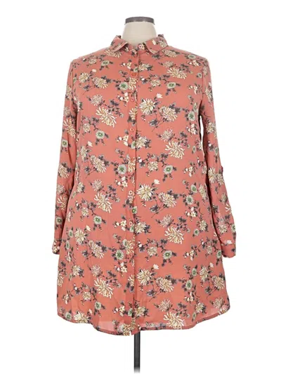 Pre-owned Forever 21 Plus Long Sleeve Blouse In Orange