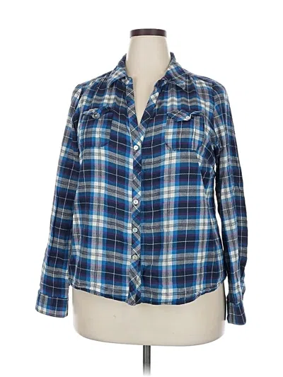 Pre-owned Forever 21 Plus Long Sleeve Button Down Shirt In Blue
