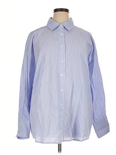 Pre-owned Forever 21 Plus Long Sleeve Button Down Shirt In Blue