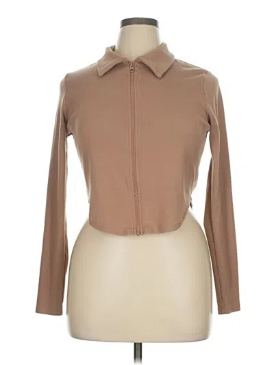 Pre-owned Forever 21 Plus Long Sleeve Polo Shirt In Brown