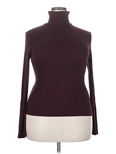 Pre-owned Forever 21 Plus Long Sleeve Top Burgundy Turtleneck Tops