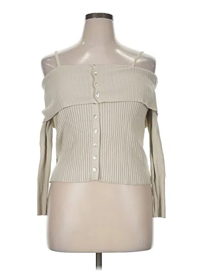 Pre-owned Forever 21 Plus Long Sleeve Top Ivory Strapless Neckline Tops