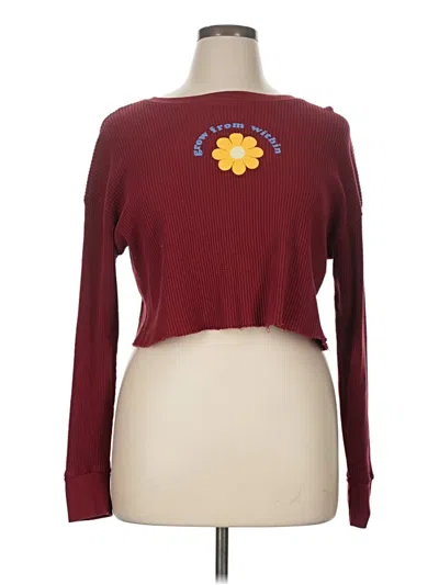 Pre-owned Forever 21 Plus Long Sleeve T-shirt In Burgundy