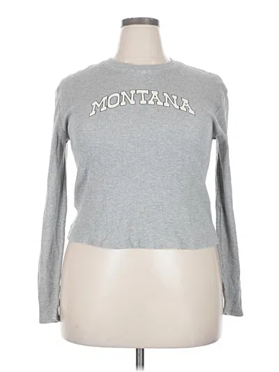 Pre-owned Forever 21 Plus Long Sleeve T-shirt In Gray