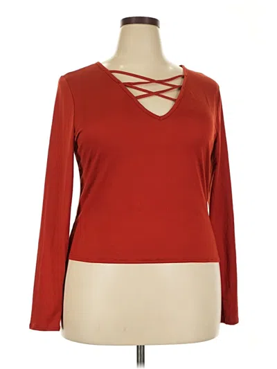 Pre-owned Forever 21 Plus Long Sleeve T-shirt In Red