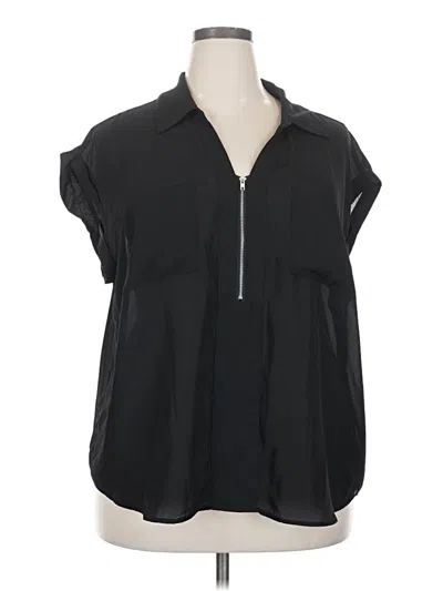 Pre-owned Forever 21 Plus Short Sleeve Blouse In Black