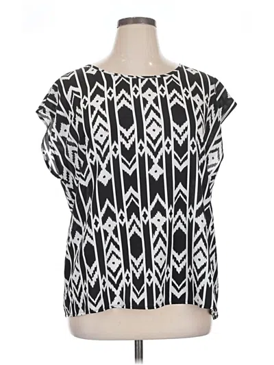 Pre-owned Forever 21 Plus Short Sleeve Blouse In Black