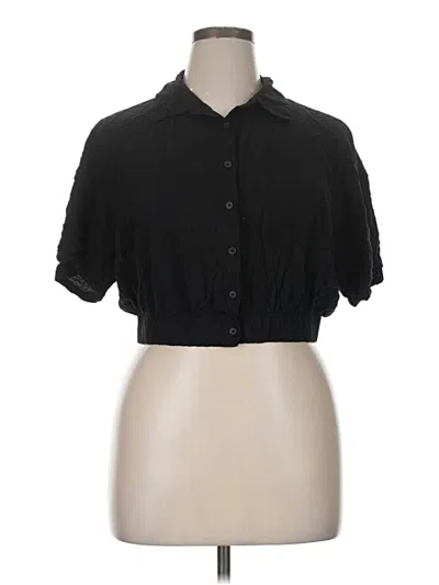 Pre-owned Forever 21 Plus Short Sleeve Blouse In Black