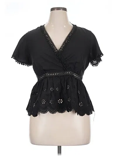 Pre-owned Forever 21 Plus Short Sleeve Blouse In Black