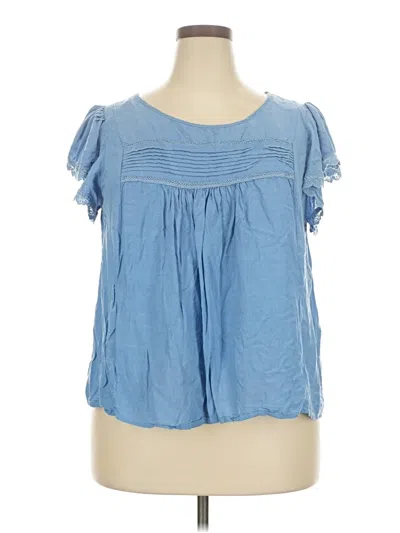 Pre-owned Forever 21 Plus Short Sleeve Blouse In Blue