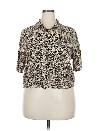 Pre-owned Forever 21 Plus Short Sleeve Blouse In Brown