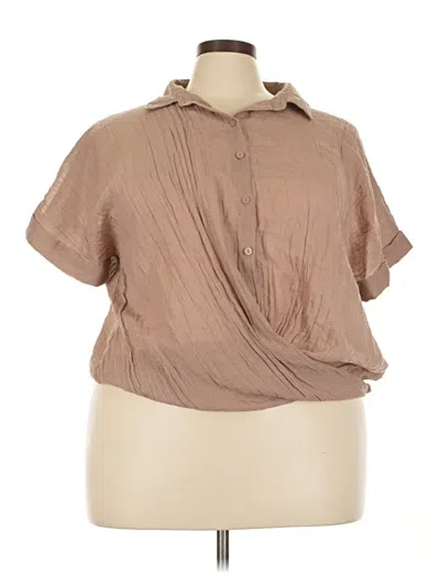 Pre-owned Forever 21 Plus Short Sleeve Blouse In Brown
