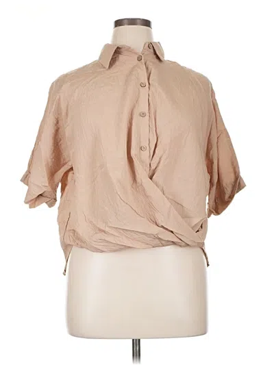 Pre-owned Forever 21 Plus Short Sleeve Blouse In Brown