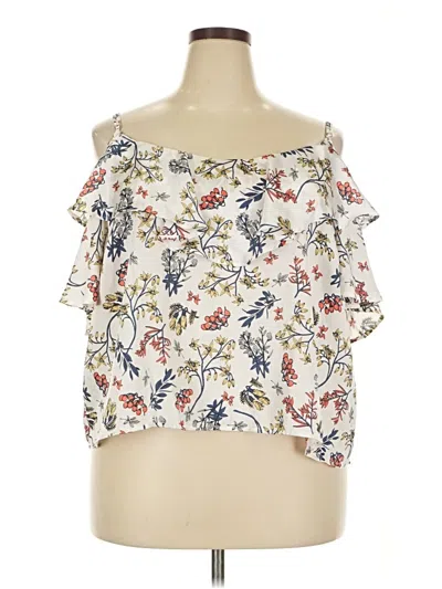Pre-owned Forever 21 Plus Short Sleeve Blouse In Ivory