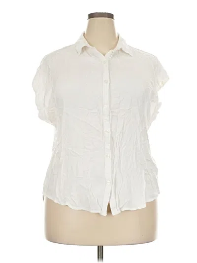 Pre-owned Forever 21 Plus Short Sleeve Blouse In Ivory