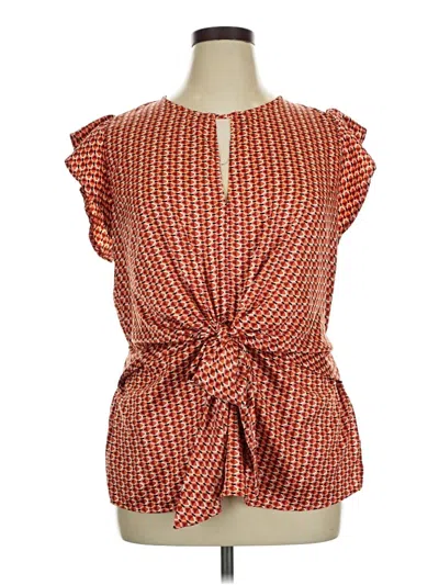 Pre-owned Forever 21 Plus Short Sleeve Blouse In Orange