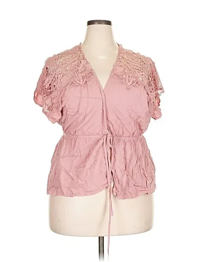 Pre-owned Forever 21 Plus Short Sleeve Blouse In Pink