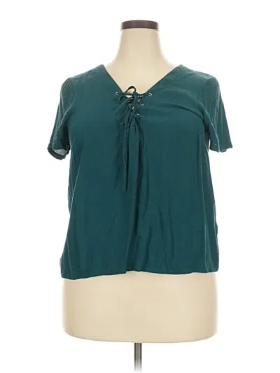 Pre-owned Forever 21 Plus Short Sleeve Blouse In Teal