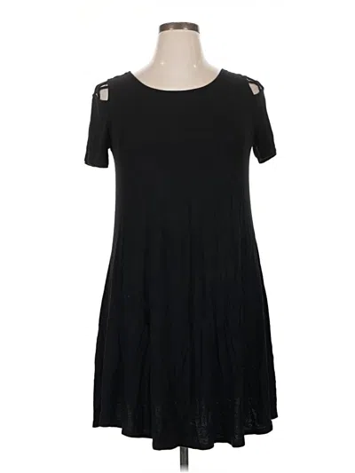 Pre-owned Forever 21 Plus Short Sleeve Top Black Cold Shoulder Neckline Tops