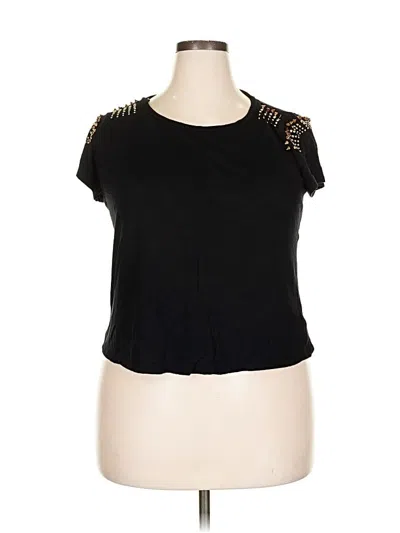 Pre-owned Forever 21 Plus Short Sleeve Top Black Keyhole Neckline Tops
