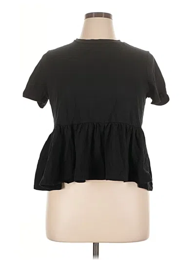 Pre-owned Forever 21 Plus Short Sleeve Top Black Mock Neckline Tops