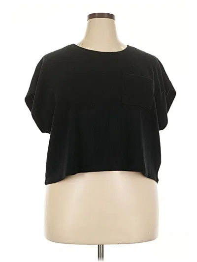 Pre-owned Forever 21 Plus Short Sleeve Top Black Scoop Neck Tops
