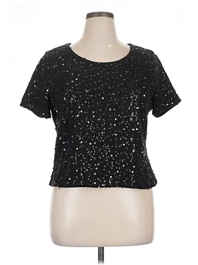 Pre-owned Forever 21 Plus Short Sleeve Top Black Stars Pattern Keyhole Neckline Tops