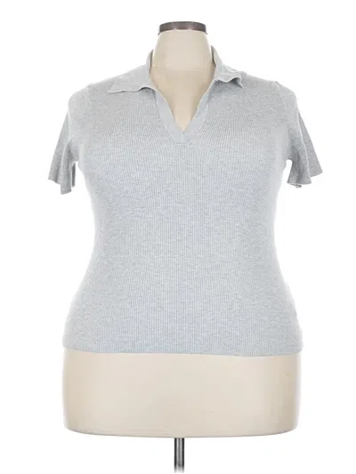 Pre-owned Forever 21 Plus Short Sleeve Top Gray Collared Neckline Tops