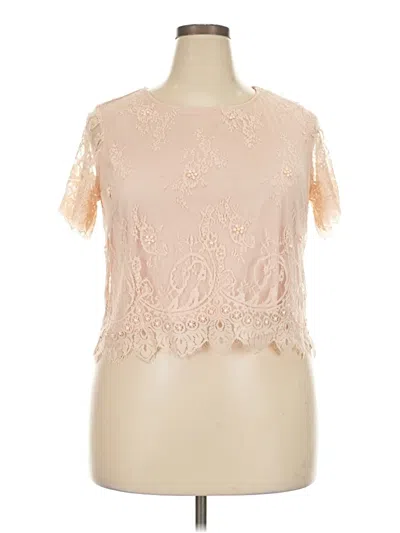Pre-owned Forever 21 Plus Short Sleeve Top Pink Mock Neckline Tops