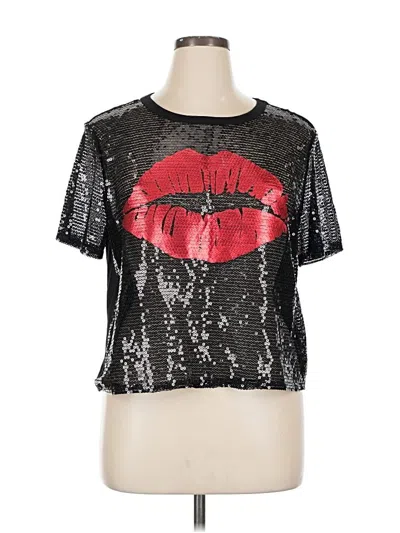 Pre-owned Forever 21 Plus Short Sleeve Top Silver Scoop Neck Tops