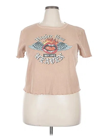 Pre-owned Forever 21 Plus Short Sleeve T-shirt In Tan