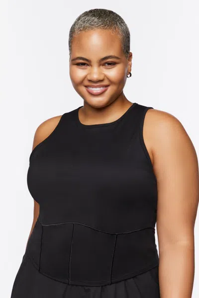 Forever 21 Plus Size Active Cropped Tank Top In Black