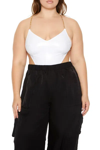Forever 21 Plus Size Cutout Chain Bodysuit In Red