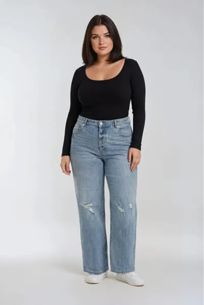 Forever 21 Plus Size Distressed Wide-leg Jeans In Black